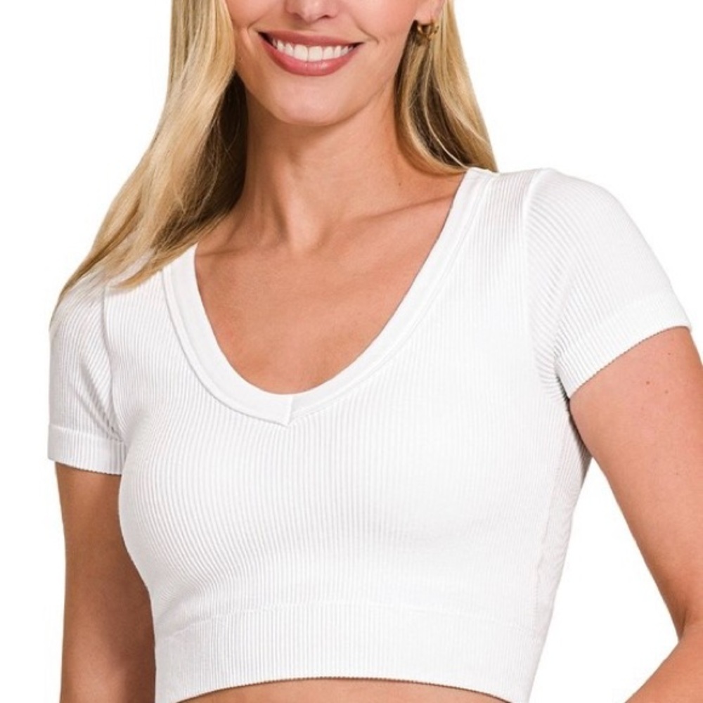 Ribbed Double Layered Seamless Crop Top